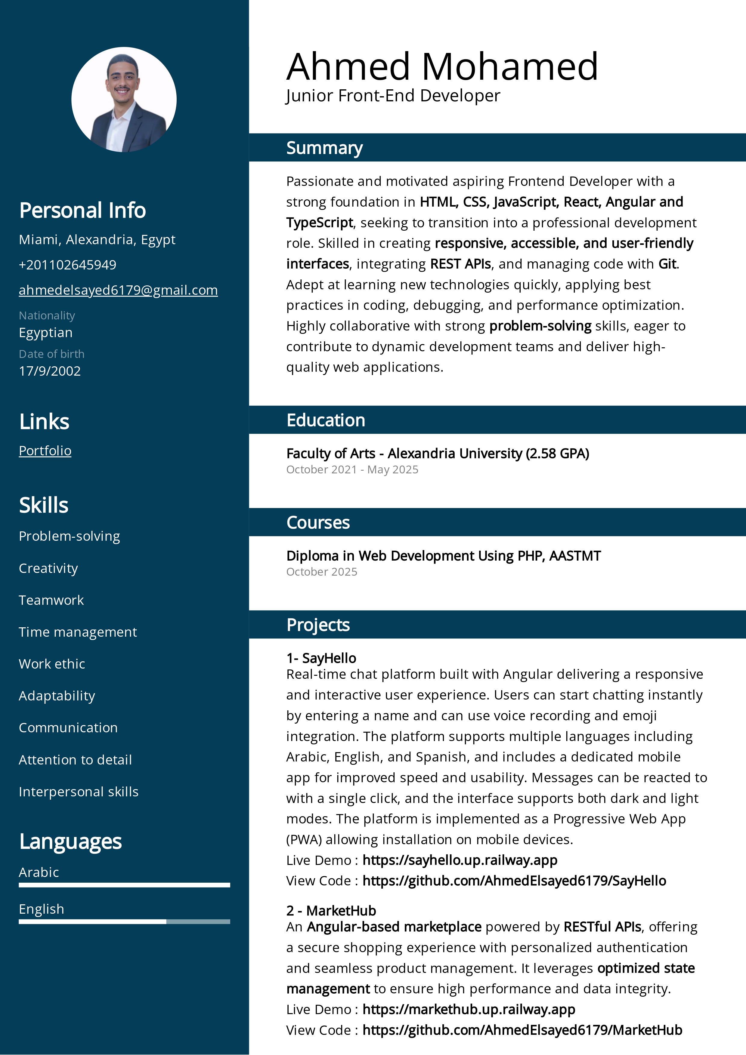 Ahmed Mohamed CV - Page 1